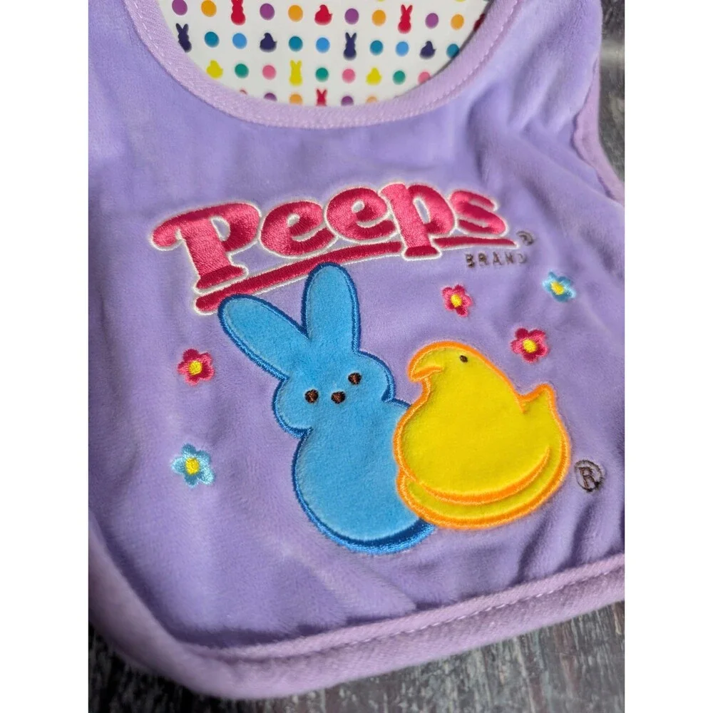 PEEPS Chick & Bunny Soft Easter Baby Bib Set of 2 - Purple Pink Yellow Blue NEW